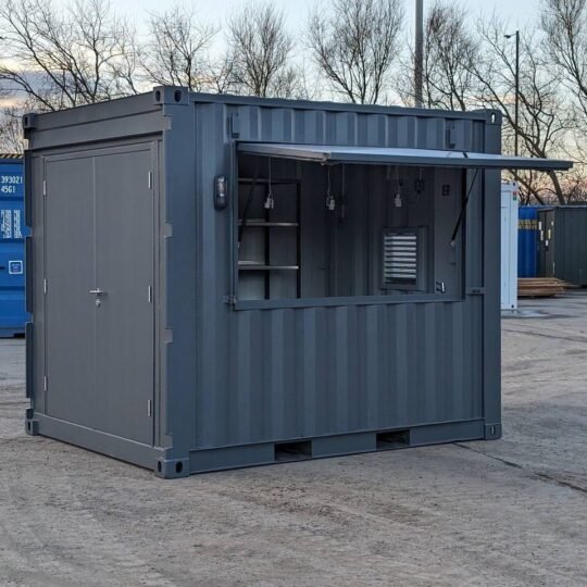 10ft Pop-Up Container Bar – New, Timber Serving Hatch