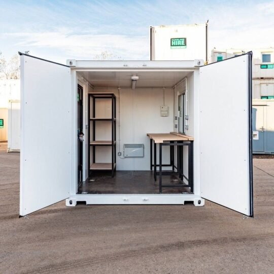 10ft Container Office – New, Fitted Shuttered Windows
