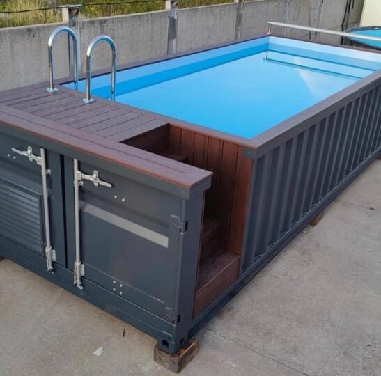 20ft Container Pool – Repurposed Steel, 8 ft Wide