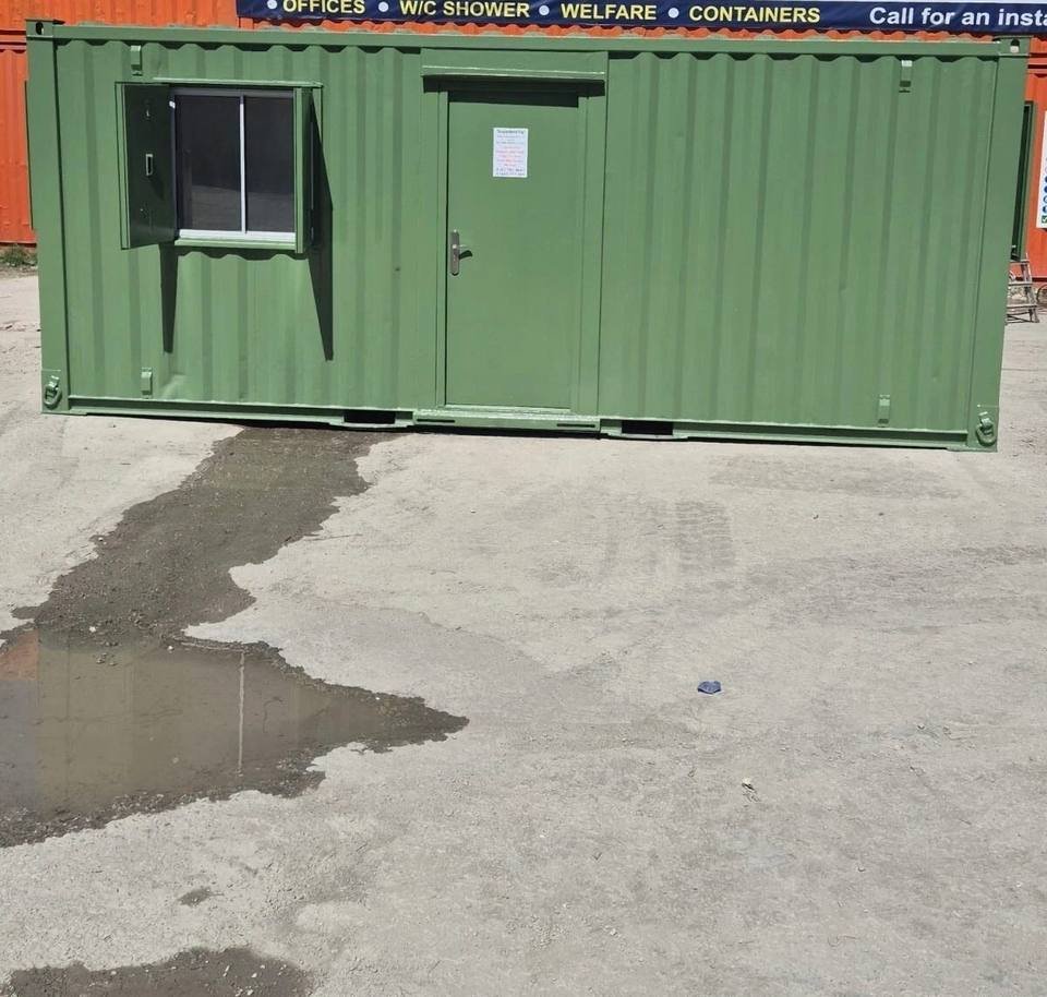 20ft x 8ft Open Plan Office Container – Green Finish