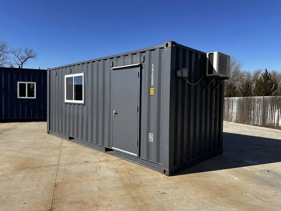 20ft Container Office – New, Slate Gray with Mini Split