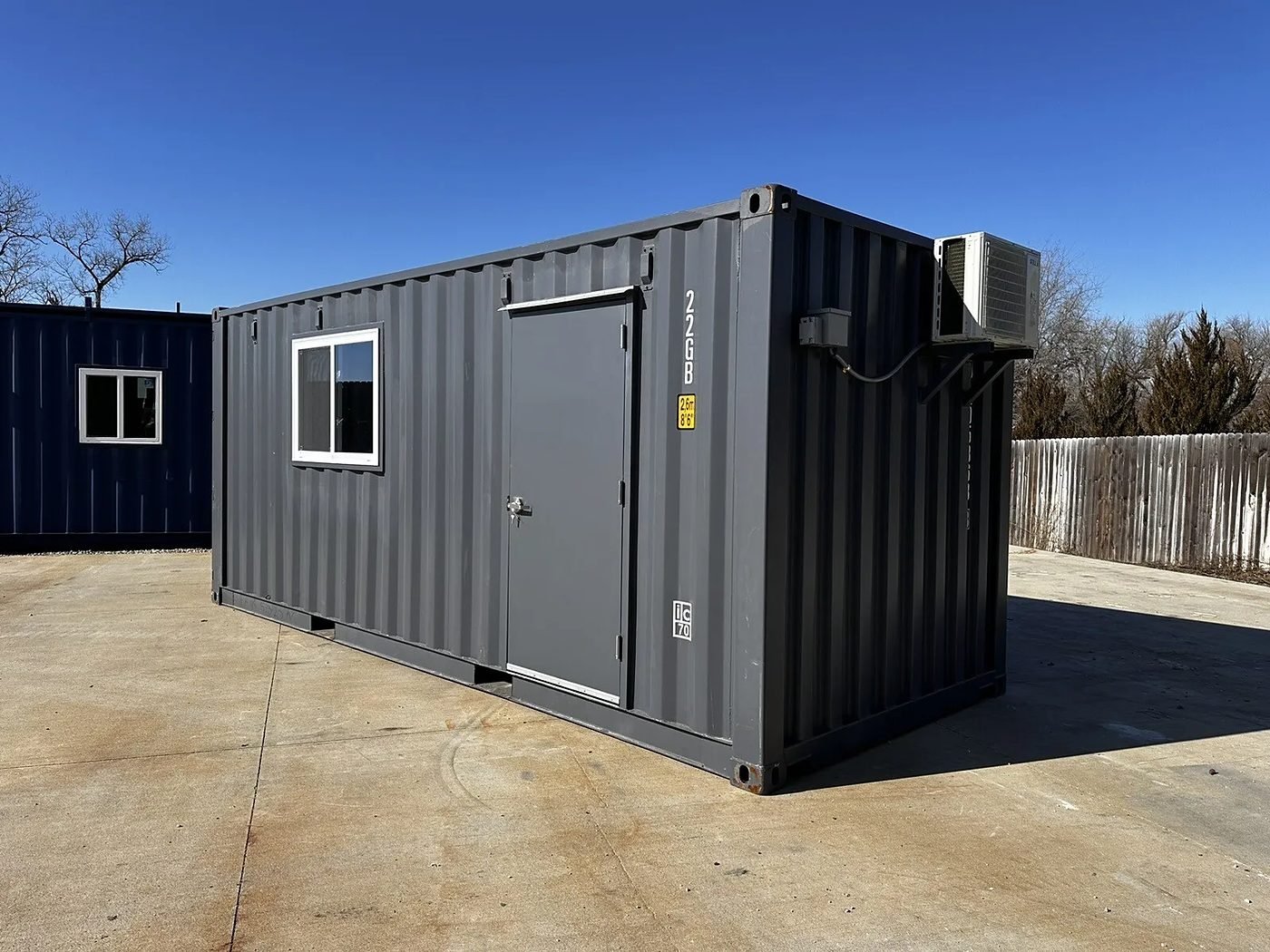 20ft Slate Gray Shiplap 120V Office Container with Minisplit