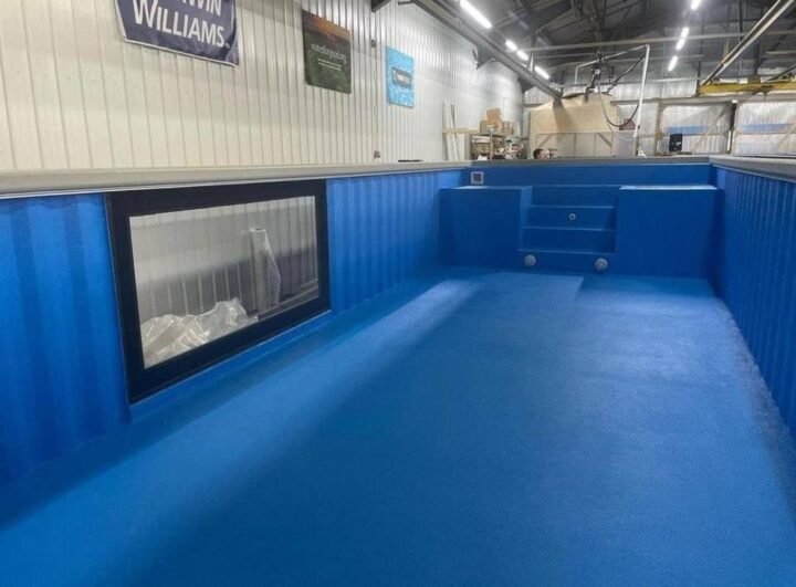 40ft Container Pool – Recycled Steel, Industrial Look