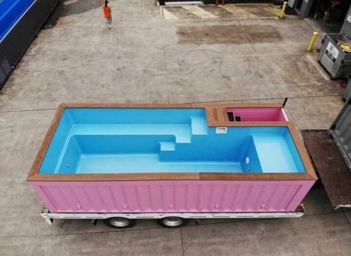 20ft Container Pool – Pink Finish, 4 to 5 ft Depth